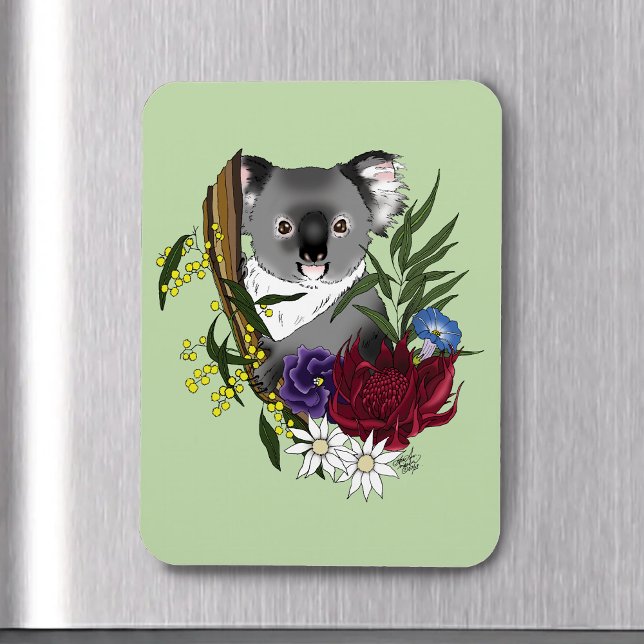 Magnet Flexible Nounours Koala Mignon Vert Flore Faune Australienn (Créateur téléchargé)