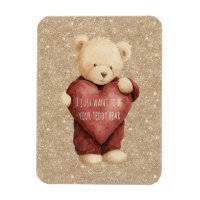 Nounours rouge cœur paillettes dorées