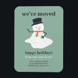Magnet Flexible Nous avons déménagé Noël Snowman vacances drôle mi<br><div class="desc">Joli thème de Noël en mouvement carte magnétique faire-part avec jolie photo de bonhomme de neige fondu. Conçu et illustré avec amour par Kristine Lee Designs www.kristineleedesigns.com</div>
