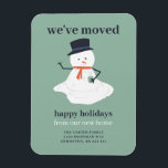 Magnet Flexible Nous avons déménagé Noël Snowman vacances drôle mi<br><div class="desc">Joli thème de Noël en mouvement carte magnétique faire-part avec jolie photo de bonhomme de neige fondu. Conçu et illustré avec amour par Kristine Lee Designs www.kristineleedesigns.com</div>