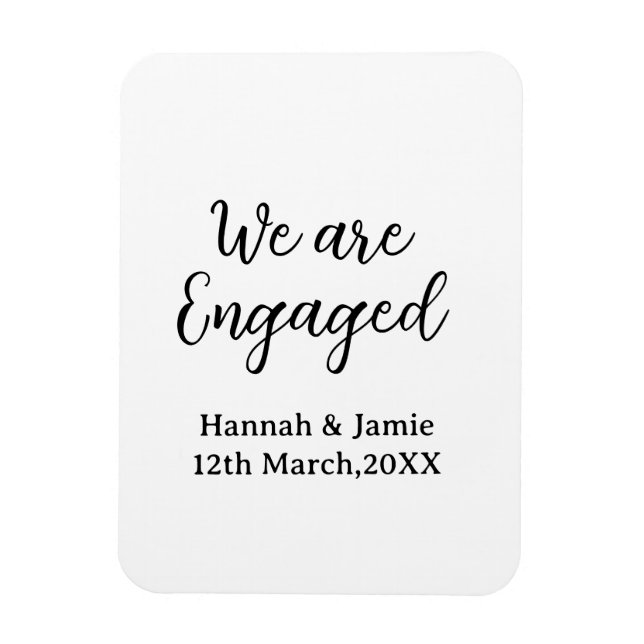Magnet Flexible Nous sommes fiancés nom date calligraphiestylé (Vertical)