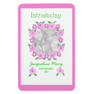 Magnet Flexible Nouveau bébé fille Faire-part magnétique flexible