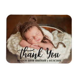 Magnet Flexible Nouveau bébé moderne Merci noir