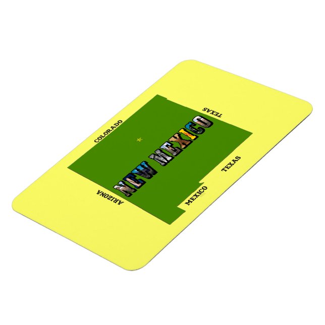 Magnet Flexible Nouveau Mexique Plan Plan Texte Photo (Côté Gauche)
