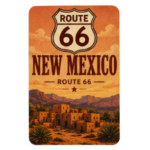 Magnet Flexible Nouveau Mexique Route 66 Adobe Sunset Art