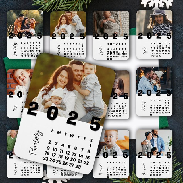 Magnet Flexible Nouvel An 2025 Février Calendrier Famille Photo (New Year 2025 February Calendar Family Photo Magnet)