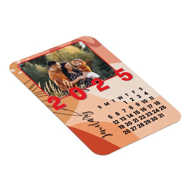 Magnet Flexible Nouvel An 2025 Janvier Calendrier Mois Photo de fa (Côté Droit)
