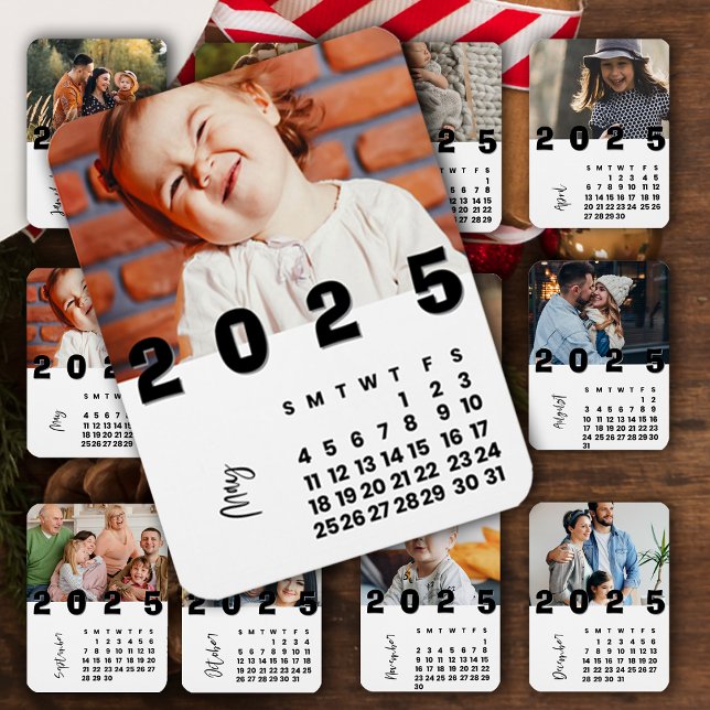 Magnet Flexible Nouvel An 2025 Mai Calendrier Photo de famille (New Year 2025 May Calendar Family Photo Magnet)