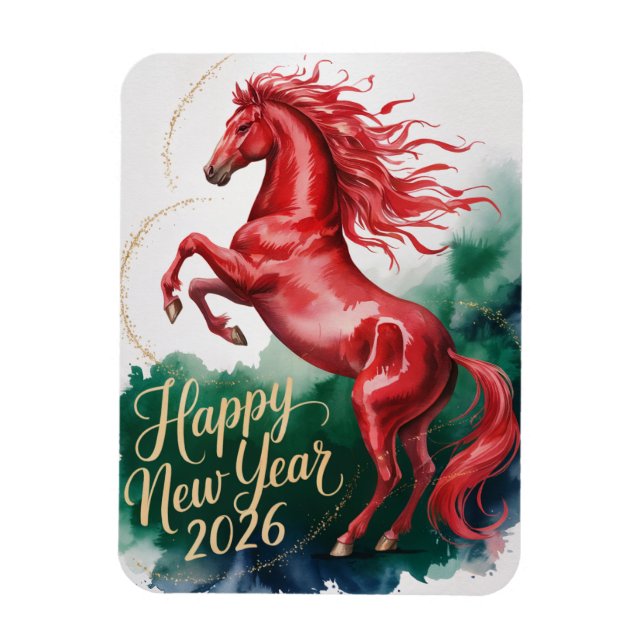 Magnet Flexible Nouvel An chinois du Cheval 2026 (Vertical)