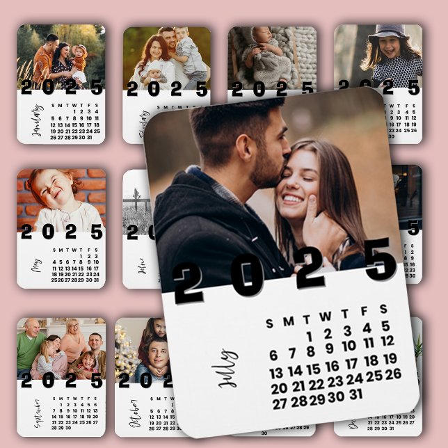 Magnet Flexible Nouvel An Juillet 2025 Calendrier Photo de famille (New Year July 2025 Calendar Family Photo Magnet)