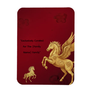 Magnet Flexible Nouvel An lunaire Cheval Volant en Or Luxueux 2026