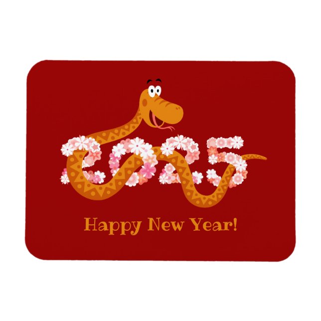 Magnet Flexible Nouvel an lunaire chinois Zodiac Wood Snake 2025 (Horizontal)