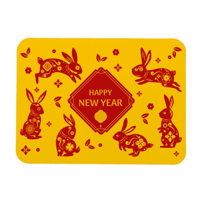 Magnet Flexible Nouvel An Lunaire De Lapin 2023 Zodiac Animal (Horizontal)
