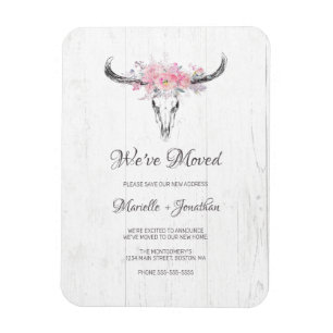 Magnet Flexible Nouvelle adresse Vache rustique Crâne Boho Floral