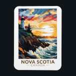 Magnet Flexible Nouvelle-Écosse Canada Phare Voyage Art Vintage<br><div class="desc">Nouvelle-Écosse conception de déplacement vectoriel rétro. La Nouvelle-Écosse est presque entièrement entourée d'eau et compte plus de 13 000 km de côtes,  des milliers de lacs,  des vallées luxuriantes,  quatre sites du patrimoine mondial de l'UNESCO,  les marées et les baleines les plus élevées du monde !</div>