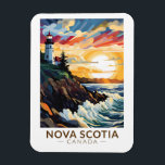 Magnet Flexible Nouvelle-Écosse Canada Phare Voyage Art Vintage<br><div class="desc">Nouvelle-Écosse conception de déplacement vectoriel rétro. La Nouvelle-Écosse est presque entièrement entourée d'eau et compte plus de 13 000 km de côtes,  des milliers de lacs,  des vallées luxuriantes,  quatre sites du patrimoine mondial de l'UNESCO,  les marées et les baleines les plus élevées du monde !</div>