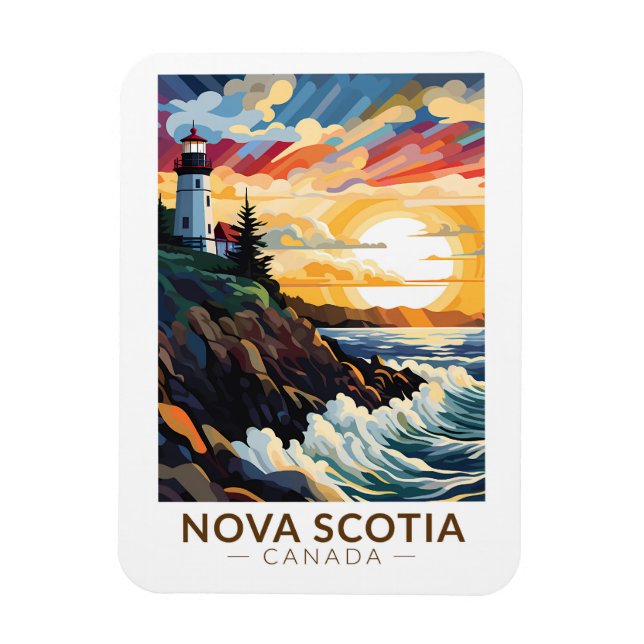 Magnet Flexible Nouvelle-Écosse Canada Phare Voyage Art Vintage (Vertical)