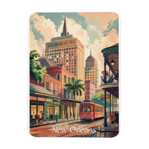 Magnet Flexible Nouvelle-Orléans Louisiane Vintage voyage de peint