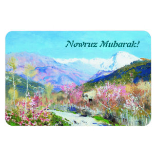 Magnet Flexible Nowruz Moubarak. Art du Nouvel An perse