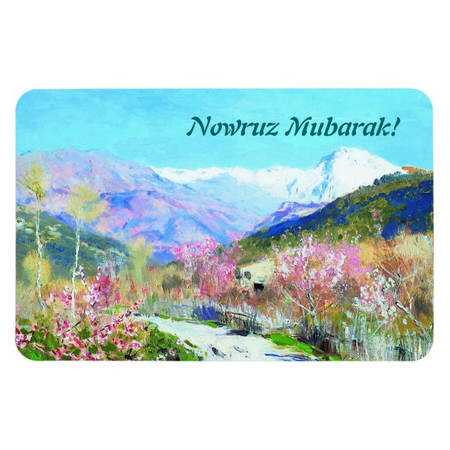 Magnet Flexible Nowruz Moubarak. Art du Nouvel An perse (Horizontal)