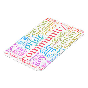 Magnet Flexible Nuage de mots de la communauté arc-en-ciel LGBTQ+ 