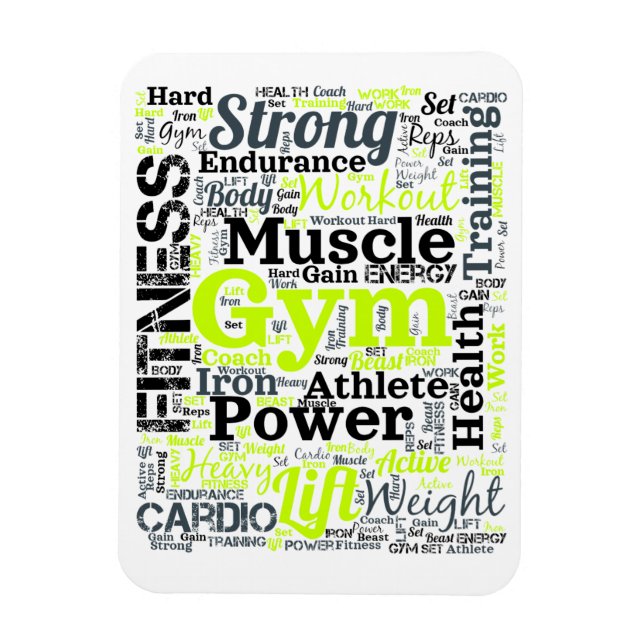 Magnet Flexible Nuage de mots de séance de gym intense (Vertical)