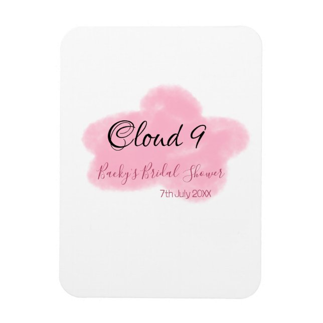 Magnet Flexible Nuage neuf rouge pastel fête de mariage date nom (Vertical)