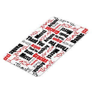 Magnet Flexible Nuage noir et rouge de mot de Merci