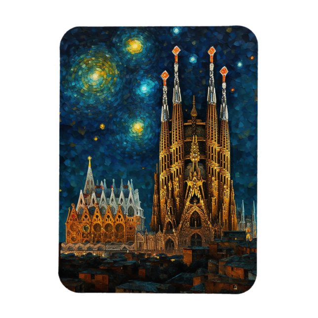 Magnet Flexible Nuit Catalan Starry | Gaudí rencontre Van Gogh (Vertical)