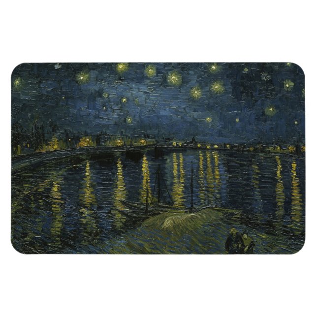 Magnet Flexible Nuit étoilée sur le Rhône, peinture à l'huile Van  (Horizontal)