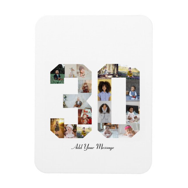 Magnet Flexible Numéro 30 Collage photo (Vertical)