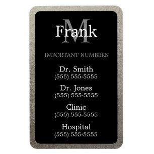 Magnet Flexible Numéro de téléphone important de Black and Silver 