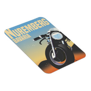 Magnet Flexible Nuremberg, Bavière affiche de voyage moto vintage
