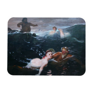 Magnet Flexible Nymphes et Satyres Jouer dans les vagues