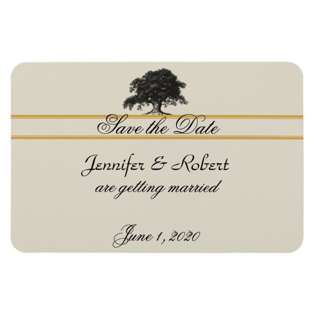 Magnet Flexible Oak Tree Plantation in Gold Enregistrer la date (Horizontal)