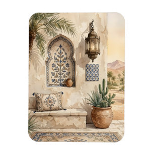 Magnet Flexible Oasis du désert marocain aquarelle art mural bohèm