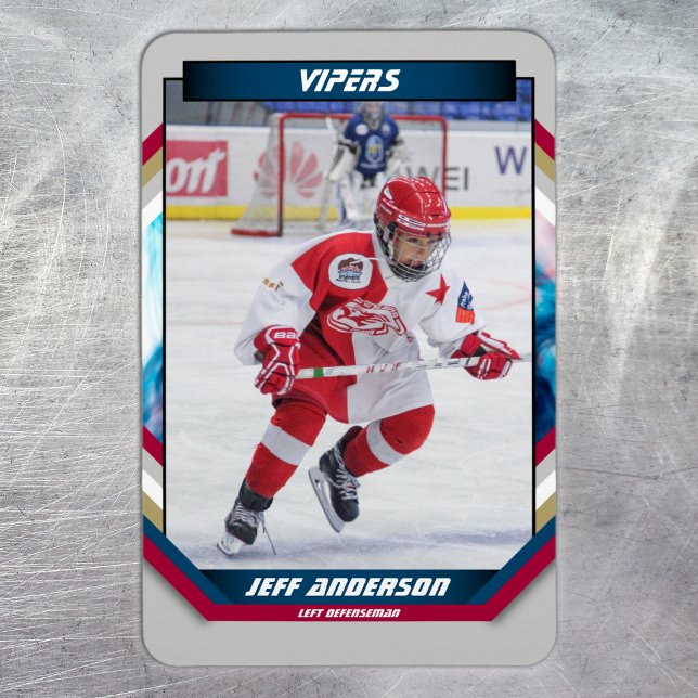 Magnet Flexible Objet de Collection de Joueur de Hockey sur Glace  (Ice Hockey Trading Card Magnet: Futuristic design, dynamic action. Perfect for kids!)