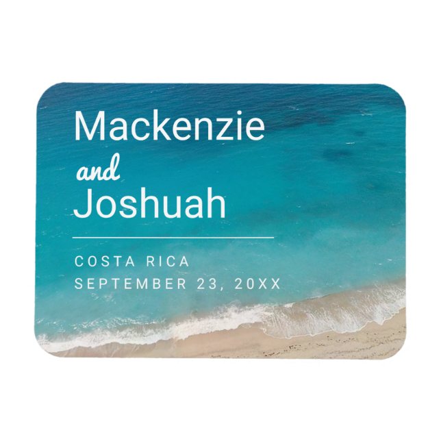 Magnet Flexible Ocean Turquoise Water Beach Mariage Enregistrer la (Horizontal)