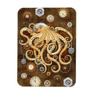 Magnet Flexible Octopus Steampunk Surreal Retro Style Machine