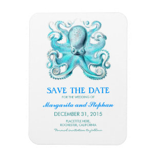 Magnet Flexible Octopus Turquoise Beach Enregistrer la date
