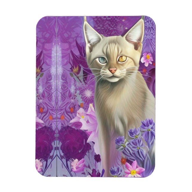 Magnet Flexible Odd Eyed Siamese Kitten en rose (Vertical)