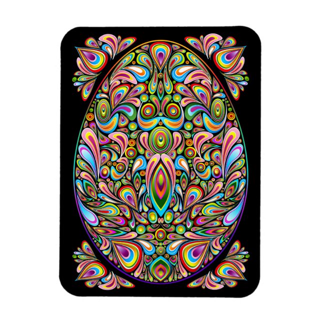 Magnet Flexible Œuf de Pâques Design Psychédélique (Vertical)