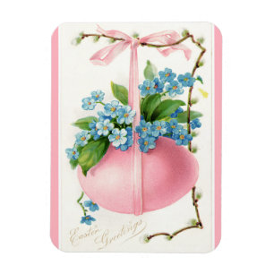 Magnet Flexible Oeuf de Pâques rose et fleurs