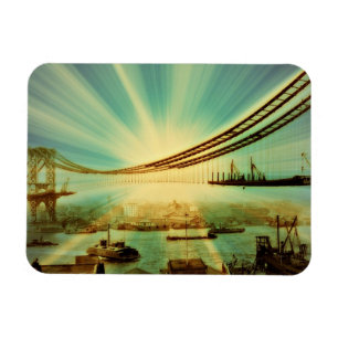 Magnet Flexible Œuvre d'art numérique du pont de Manhattan vintage