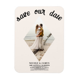 Magnet Flexible Off White Diamond Photo Wedding Enregistrer la dat