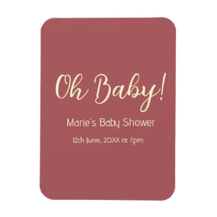Magnet Flexible oh baby shower nom date maron simple minimal tenda