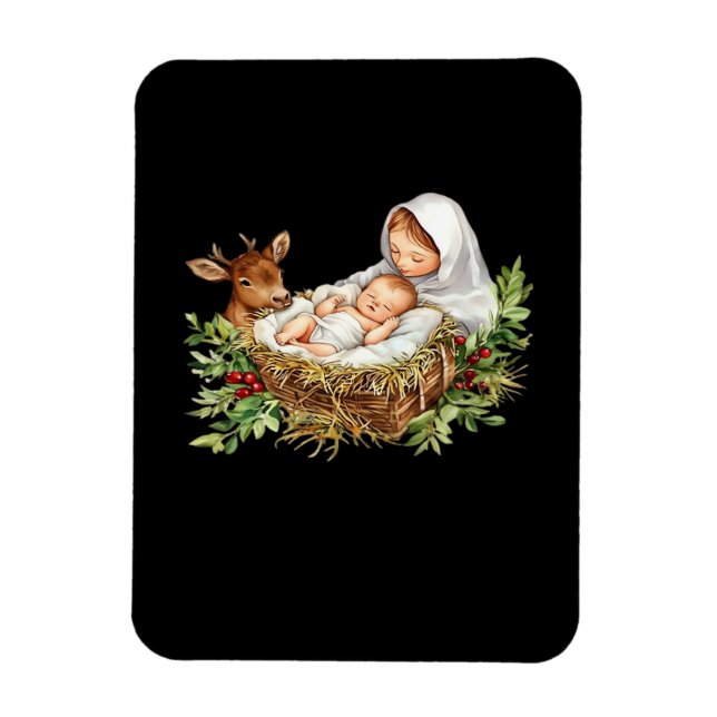 Magnet Flexible Oh Deer Mary Nativity Scene Christmas Jesus   (Vertical)