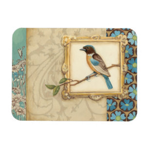 Magnet Flexible Oiseau Brown et bleu sur une branche