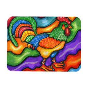 Magnet Flexible Oiseau de coq Abstrait Art coloré animal