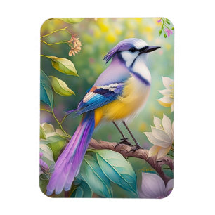 Magnet Flexible Oiseau de fantaisie Geai Violet Touffeté